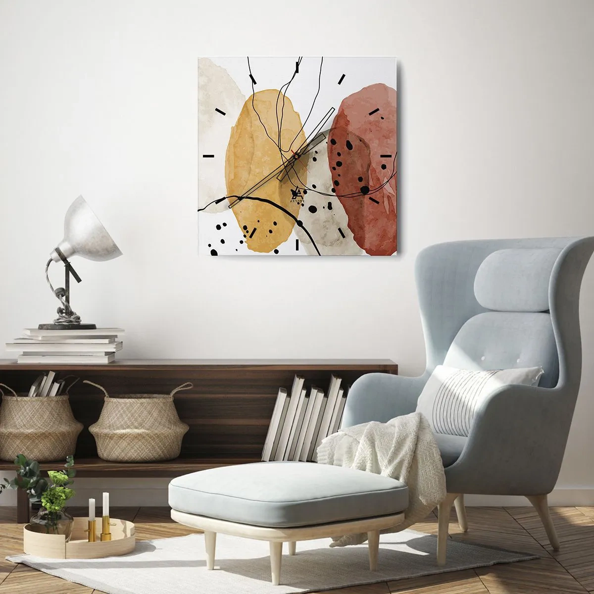 Väggklocka - Klocka på glas - Lätta och transparenta som luften - 40x40 cm