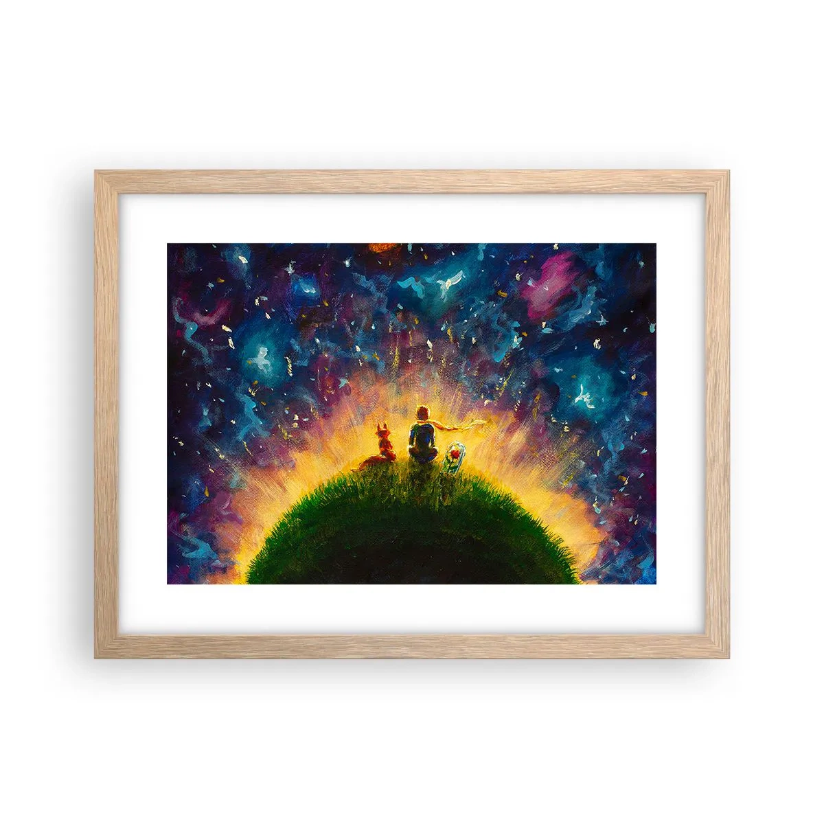 Affisch i ram av ljusek - Kärlek och vänskap - hela världen - 40x30 cm