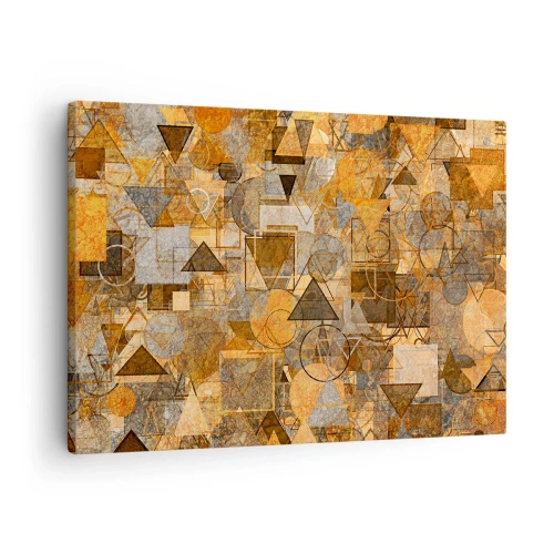 Canvastavla - Bild på duk - Abstrakta geometriska mönster i nyanser av guld - 70x50cm - Värld infattad i form - Modern väggdekoration för vardagsrum och sovrum ARTTOR