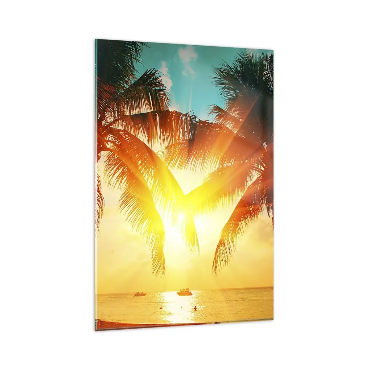 Glastavla - Bild på glas - Exotisk par - 80x120 cm