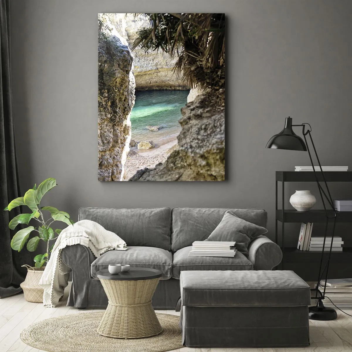 Canvastavla - Bild på duk - Turkos vik - 65x120 cm