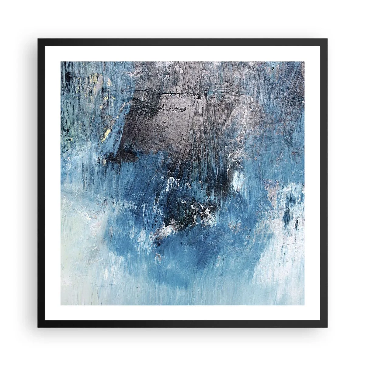 Affisch i svart ram - Blå rapsodi - 60x60 cm