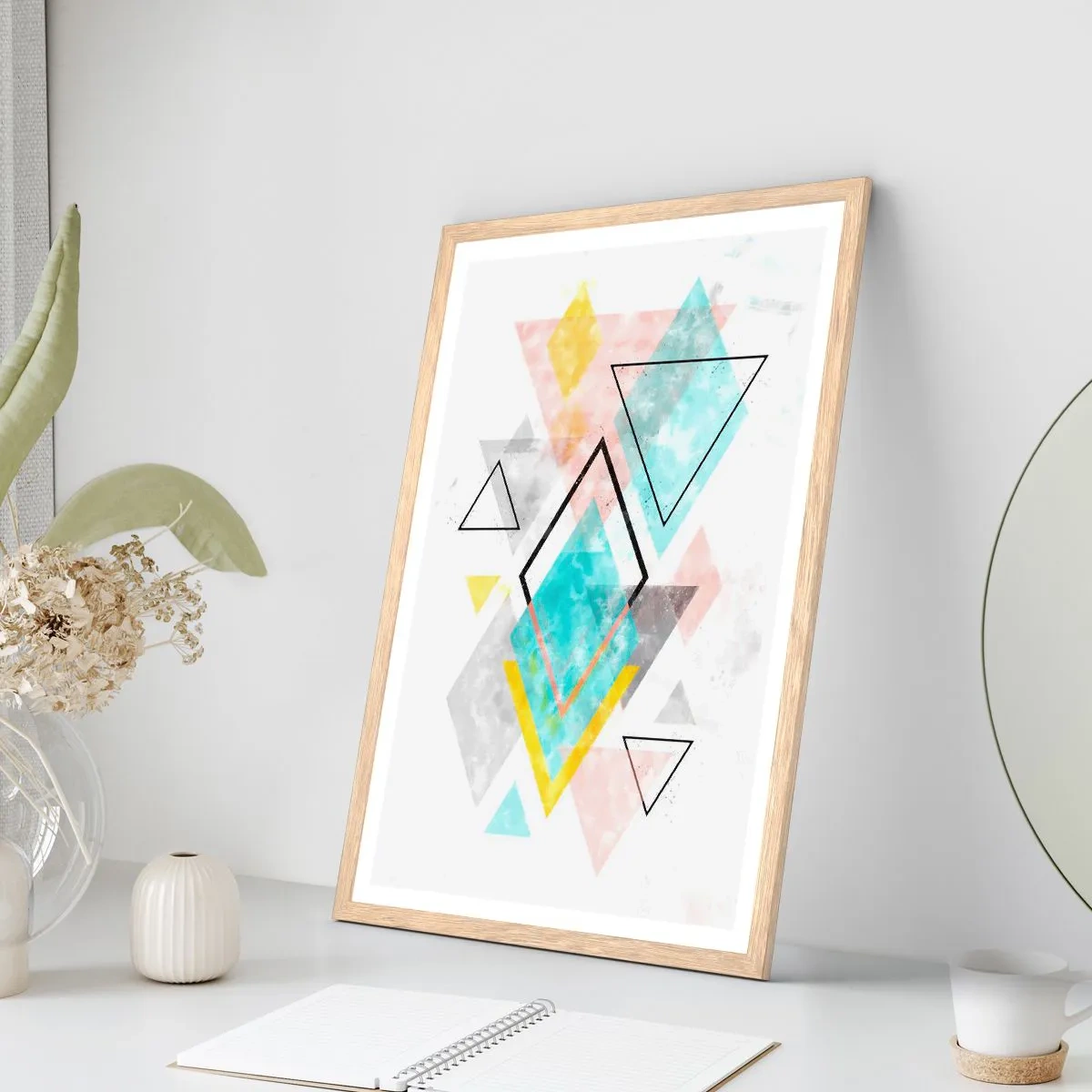 Affisch i ram av ljusek - Geometriskt spel - 40x50 cm