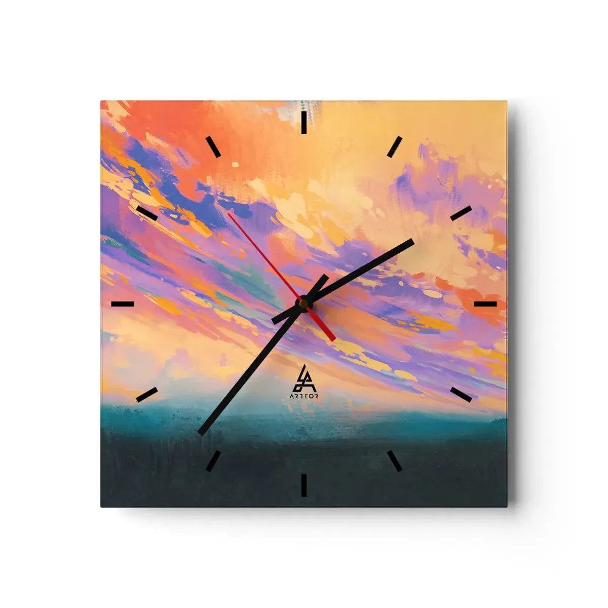 Väggklocka - Klocka på glas - Dragkraft - 30x30 cm