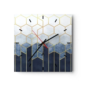 Väggklocka - Klocka på glas - Komposition i synkoprytm - 40x40 cm