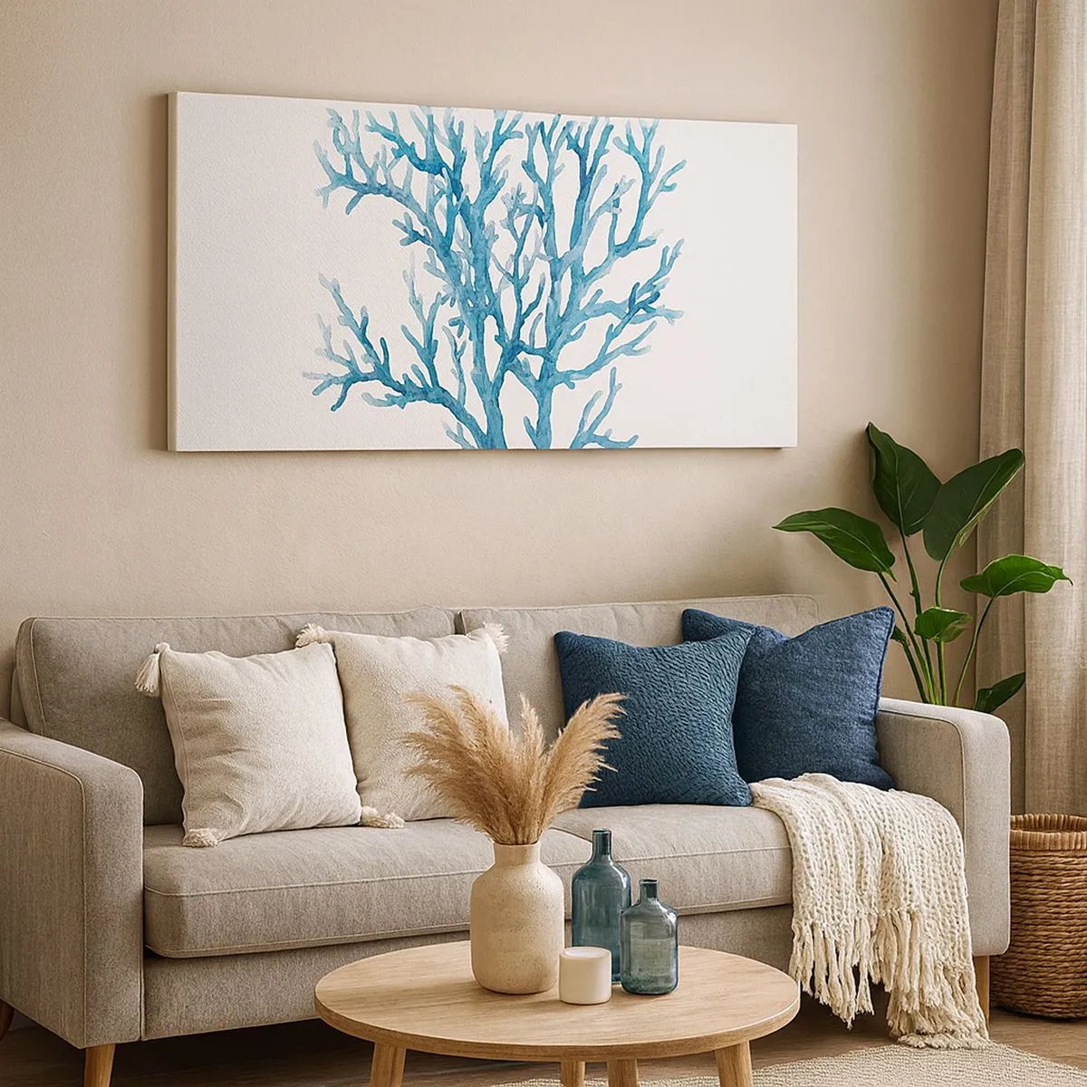 Canvastavla - Bild på duk - Marin filigran - 100x40 cm