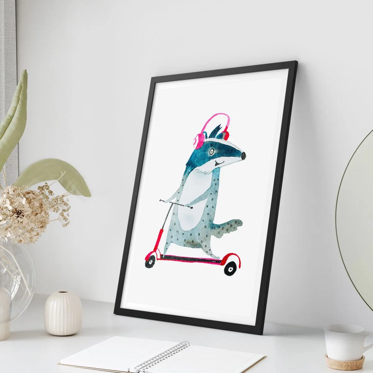 Affisch i svart ram - Grävlingens glädje - 70x100 cm