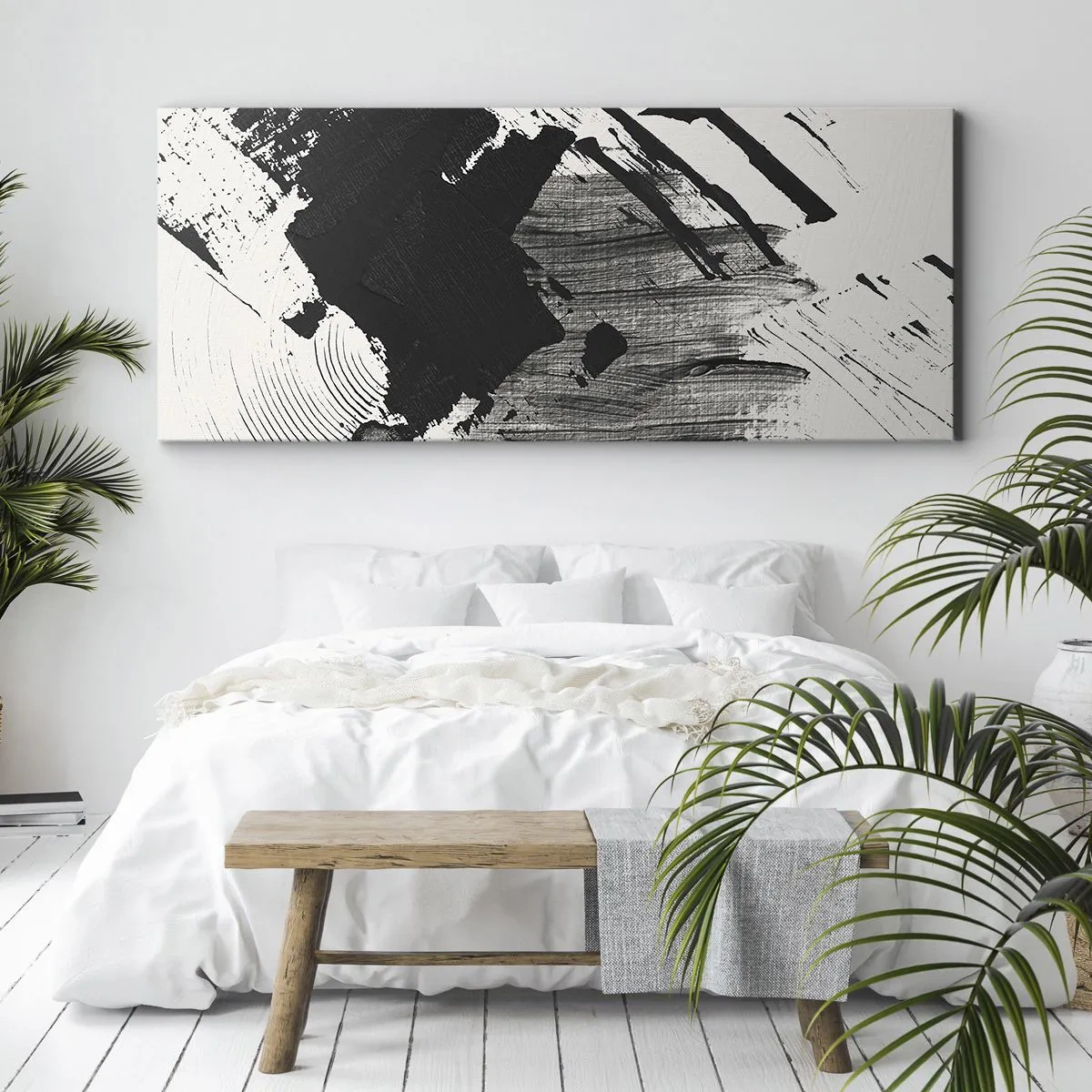 Canvastavla - Bild på duk - Abstraktion - uttrycket av svart - 100x40 cm