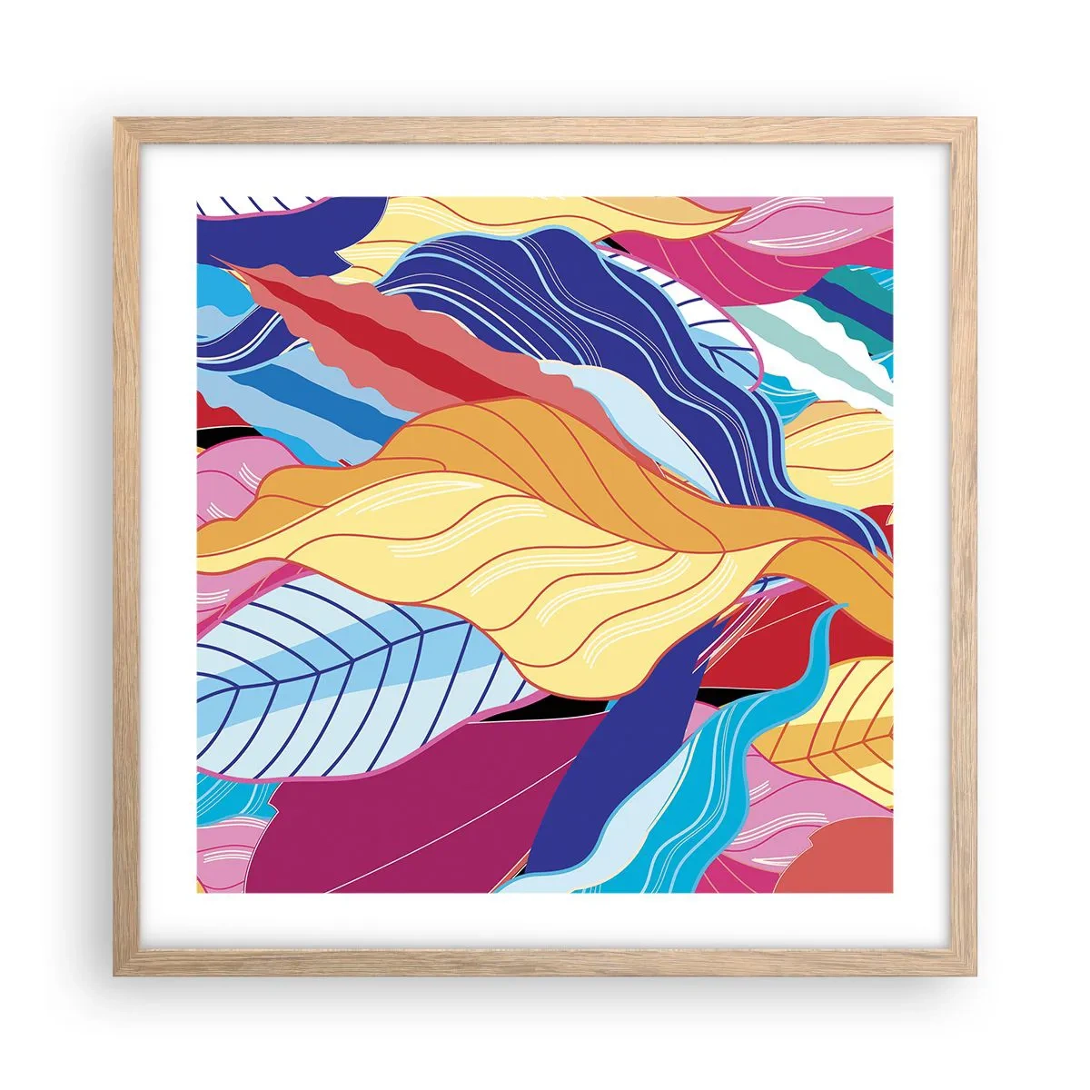 Affisch i ram av ljusek - Färgglad röra - 50x50 cm