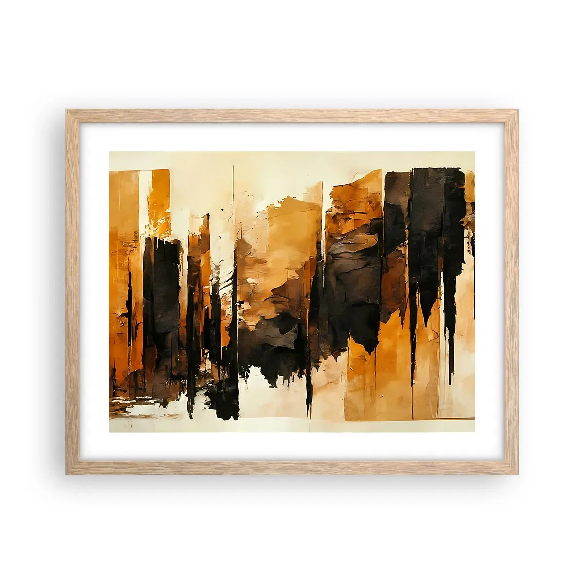 Affisch i ram av ljusek - Harmoni av svart och guld - 50x40 cm