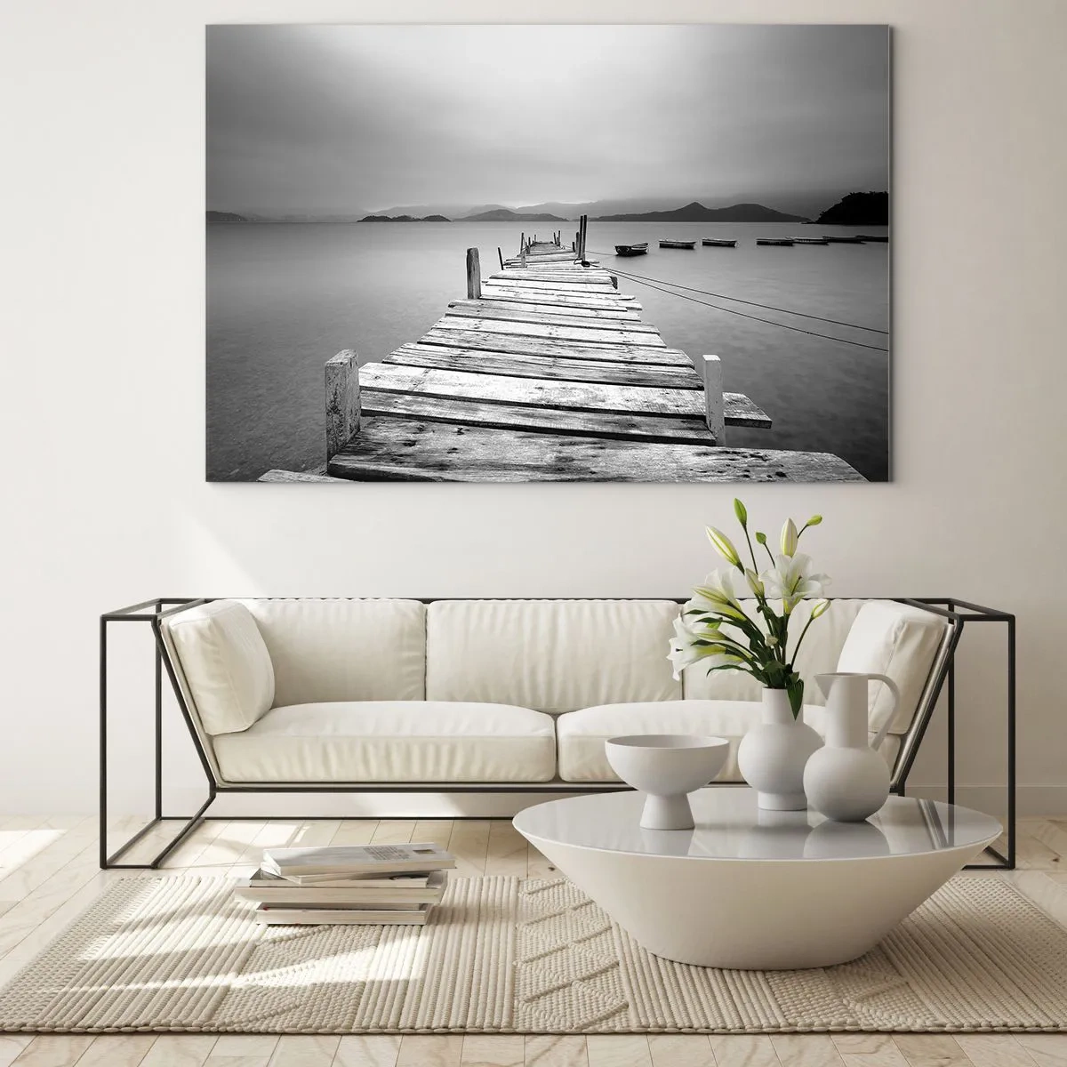 Glastavla - Bild på glas - Bortom bergen och hav - 100x70 cm
