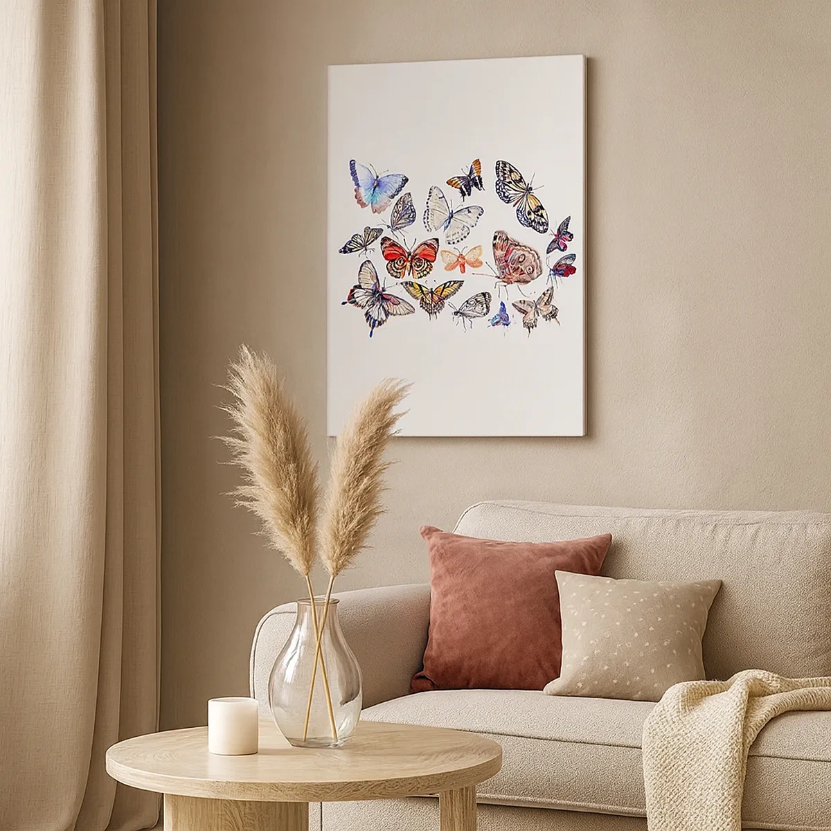 Canvastavla - Bild på duk - Färgglada fjärilar - 50x70 cm