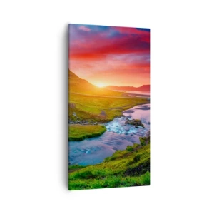 Canvastavla - Bild på duk - Island - eld och vatten - 55x100 cm