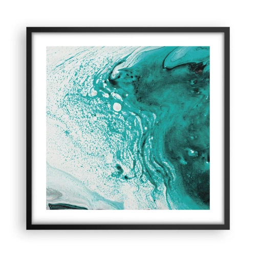 Affisch i svart ram - Smälta sig in i vitt och turkos - 50x50 cm