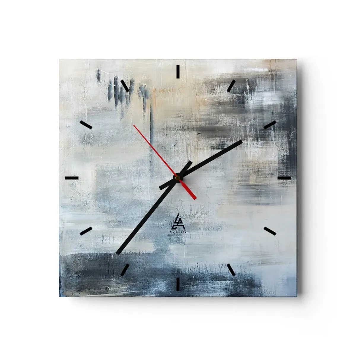 Väggklocka - Klocka på glas - Bakom en blå slöja - 30x30 cm