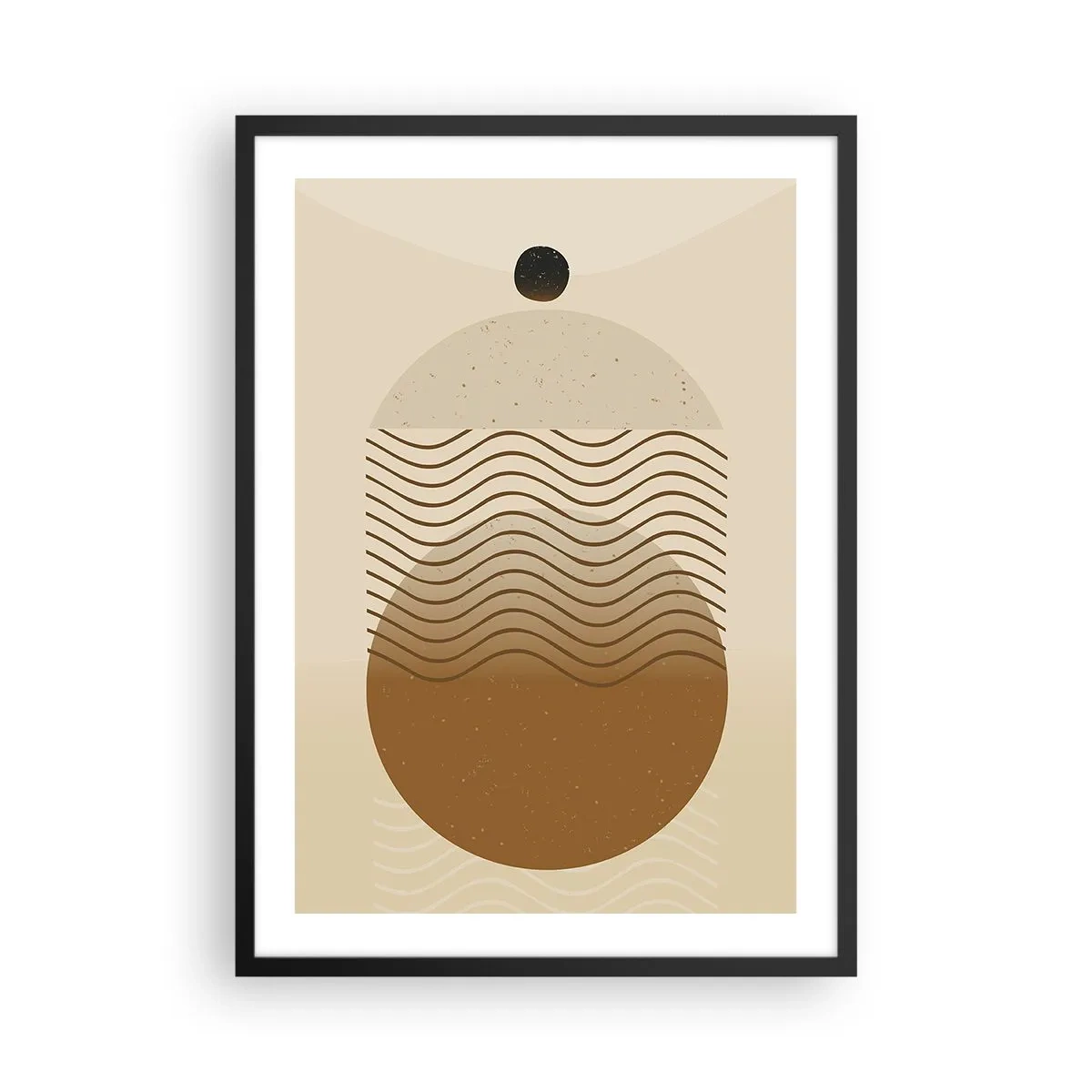 Affisch i svart ram - Ett minimalistiskt mönster med vågor och geometriska former - 50x70cm - Om geometriska figurers ursprung - Modern väggdekoration för vardagsrum och sovrum ARTTOR