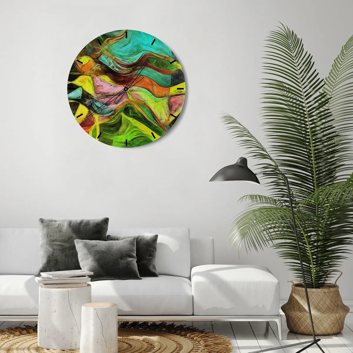 Väggklocka - Klocka på glas - Rörelse är liv - 40x40 cm