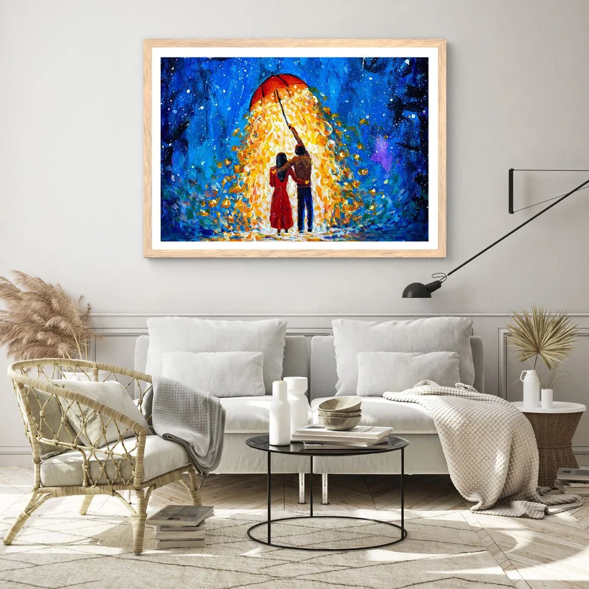 Affisch i ram av ljusek - Magi på en regnig kväll? - 100x70 cm