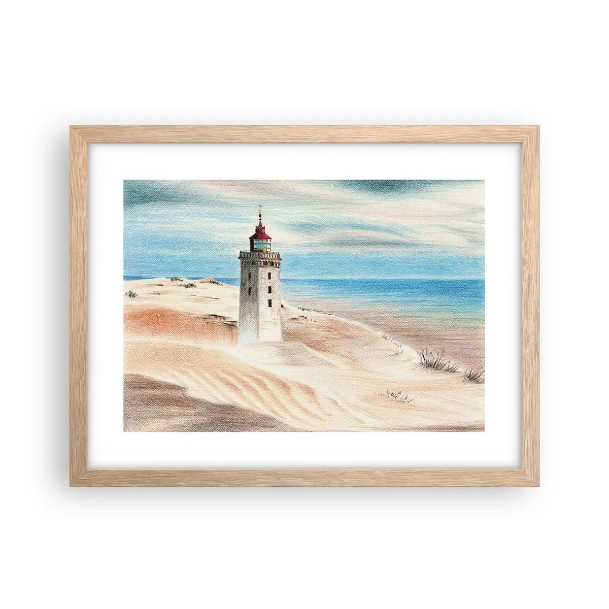 Affisch i ram av ljusek - Tittar alltid i havet - 40x30 cm