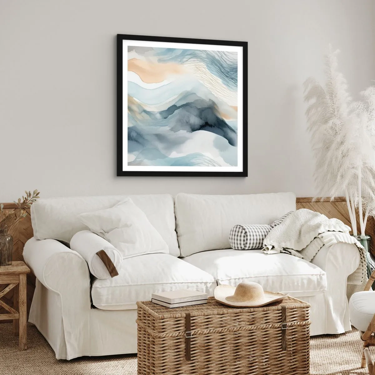 Affisch i svart ram - Snöig och dimmig abstraktion - 40x40 cm