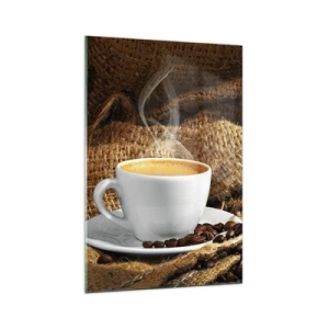Glastavla - Bild på glas - Mokkadoft och honungtjock dryck - 70x100 cm