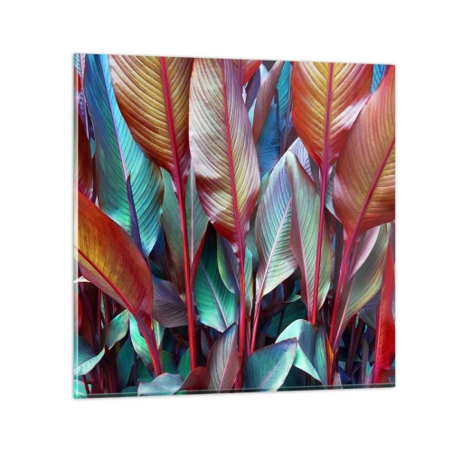 Glastavla - Bild på glas - En färgglad tätskog - 40x40 cm