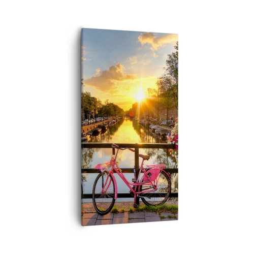 Canvastavla - Bild på duk - Vårmorgon i Amsterdam - 55x100 cm