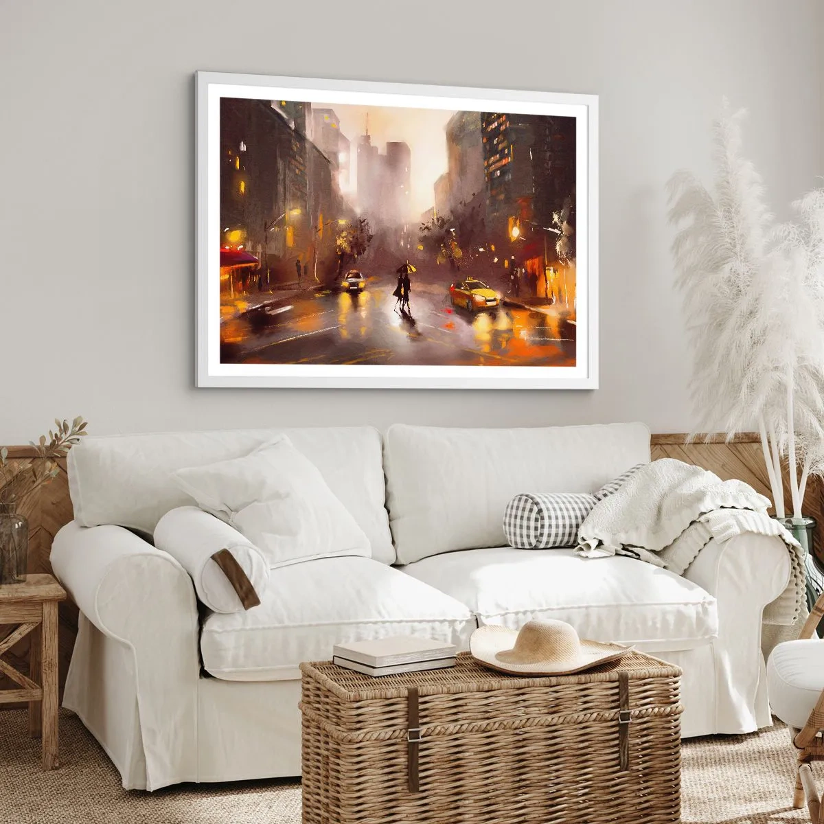 Affisch i vit ram - I New Yorks ljus - 100x70 cm