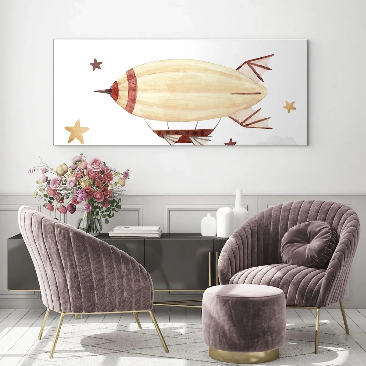 Glastavla - Bild på glas - Luftskepp - 120x50 cm