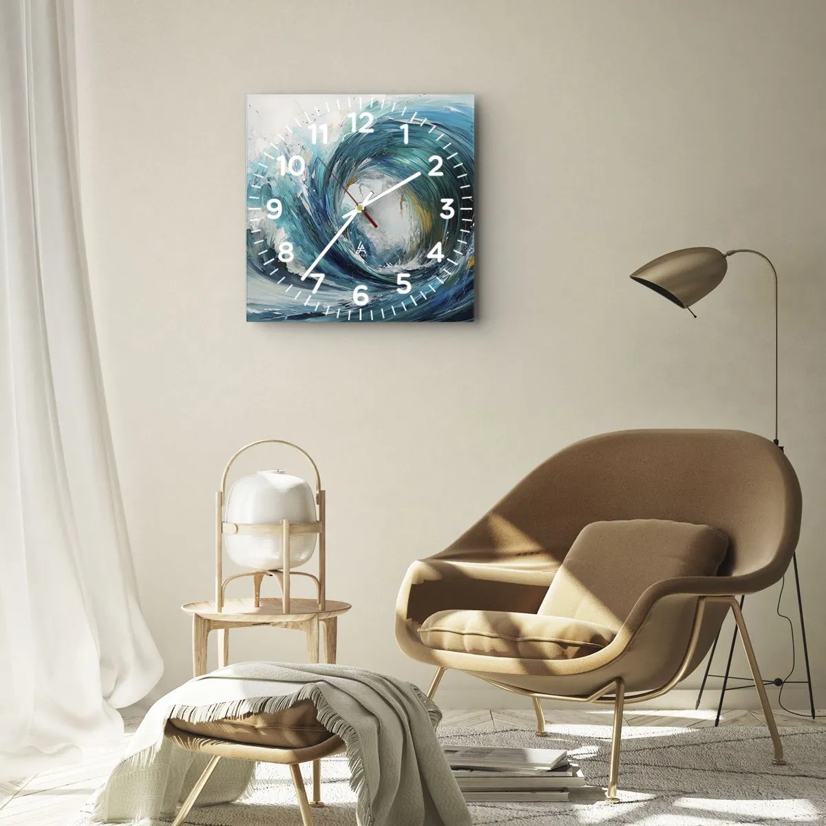 Väggklocka - Klocka på glas - Havsportal - 40x40 cm