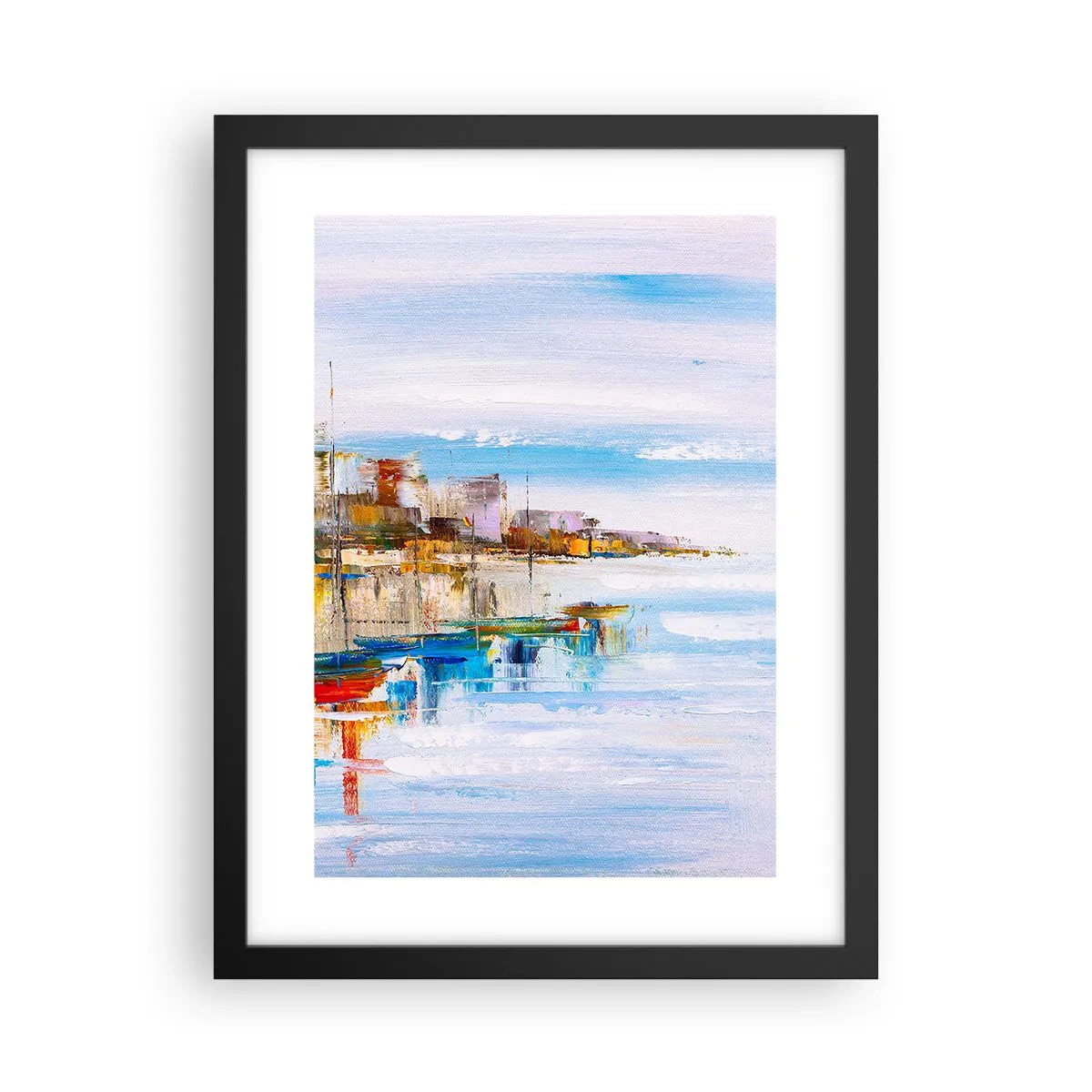 Affisch i svart ram - Flerfärgad urban hamn - 30x40 cm