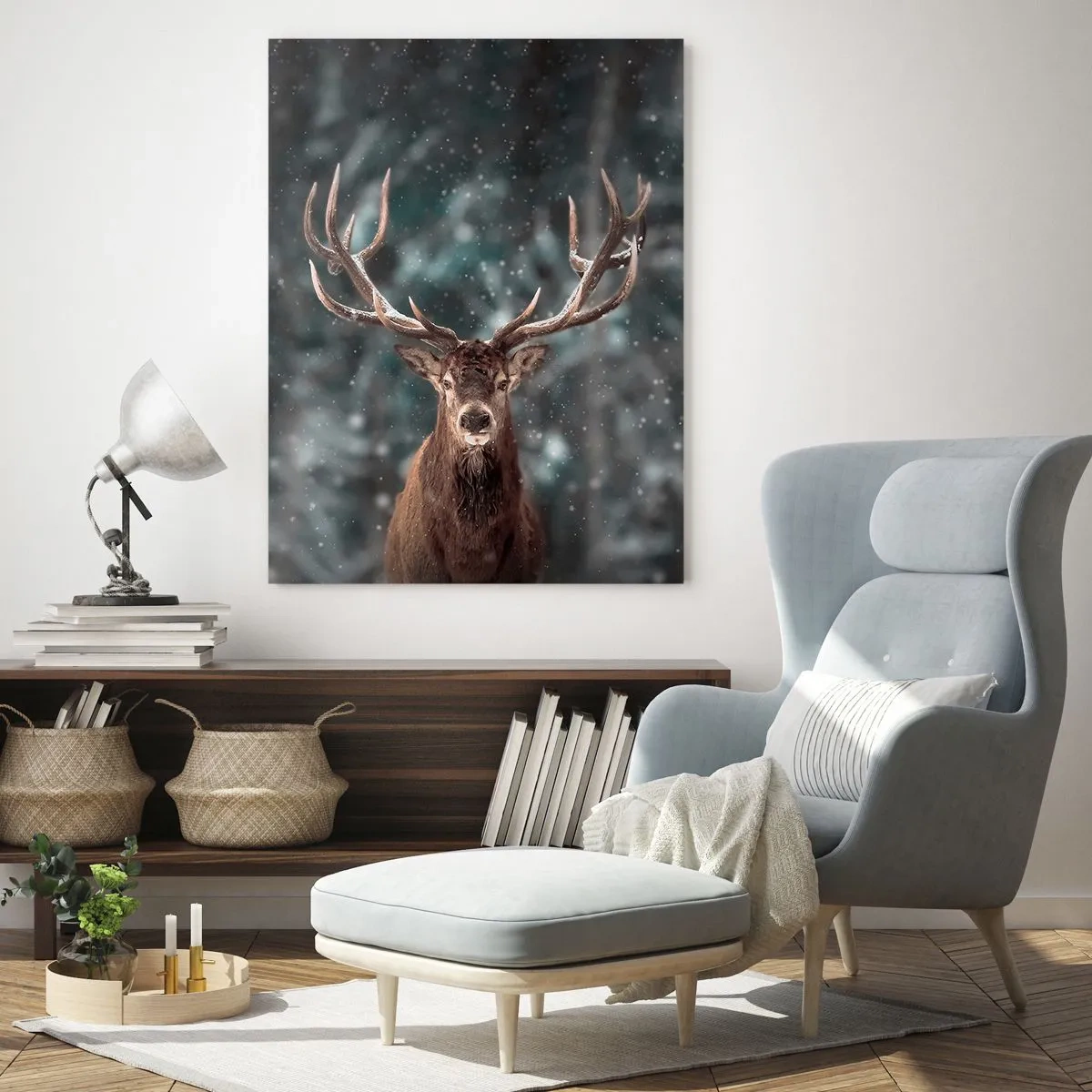 Glastavla - Bild på glas - Krönt skogens kung - 50x70 cm