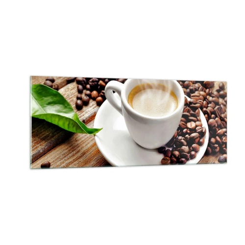 Glastavla - Bild på glas - Kaffe på bordet - 100x40 cm