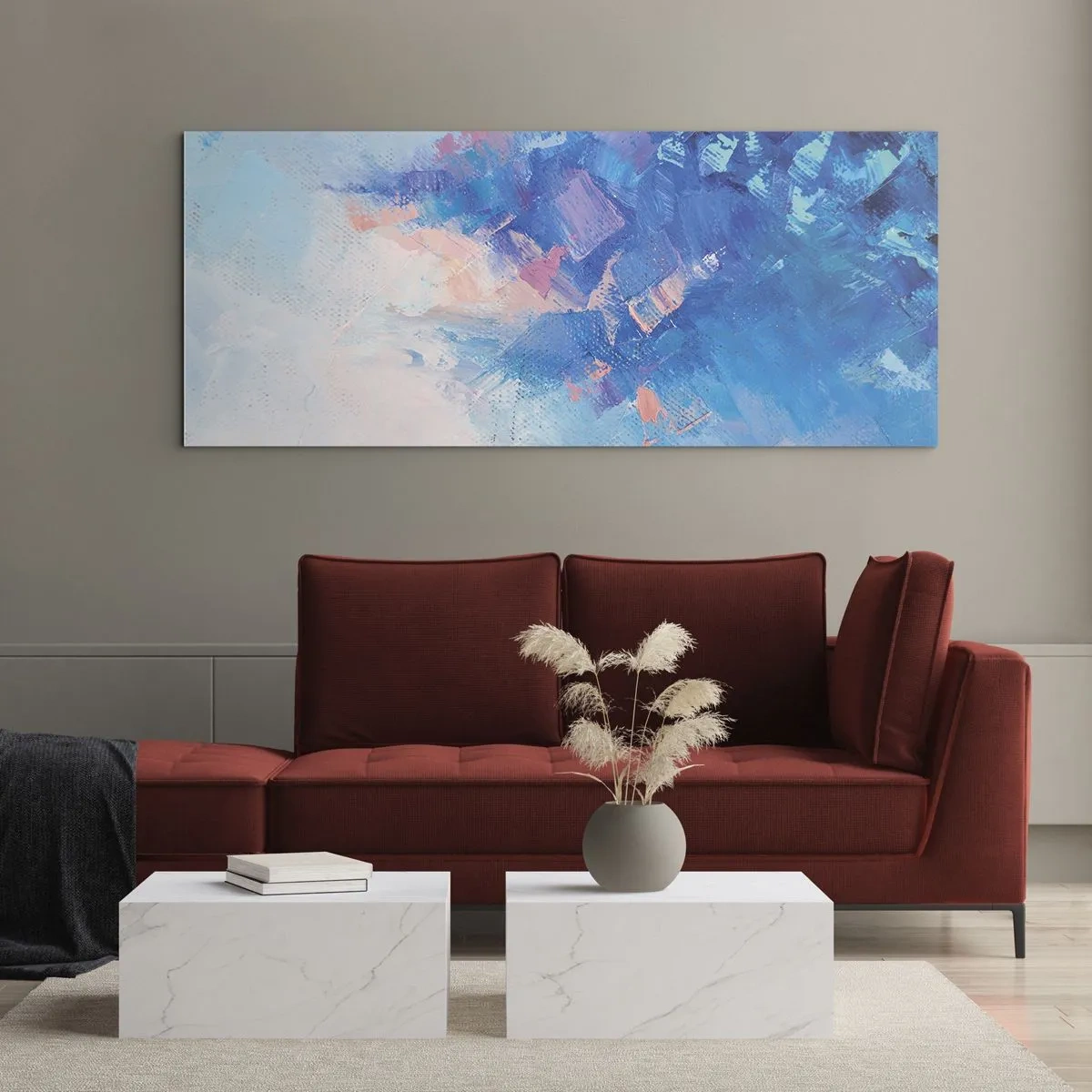 Glastavla - Bild på glas - Vinterabstraktion - 100x40 cm