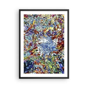 Affisch i svart ram - Abstrakt flöde av färger och strukturer - 50x70cm - Glasmålning - droppar  - Modern väggdekoration för vardagsrum och sovrum ARTTOR