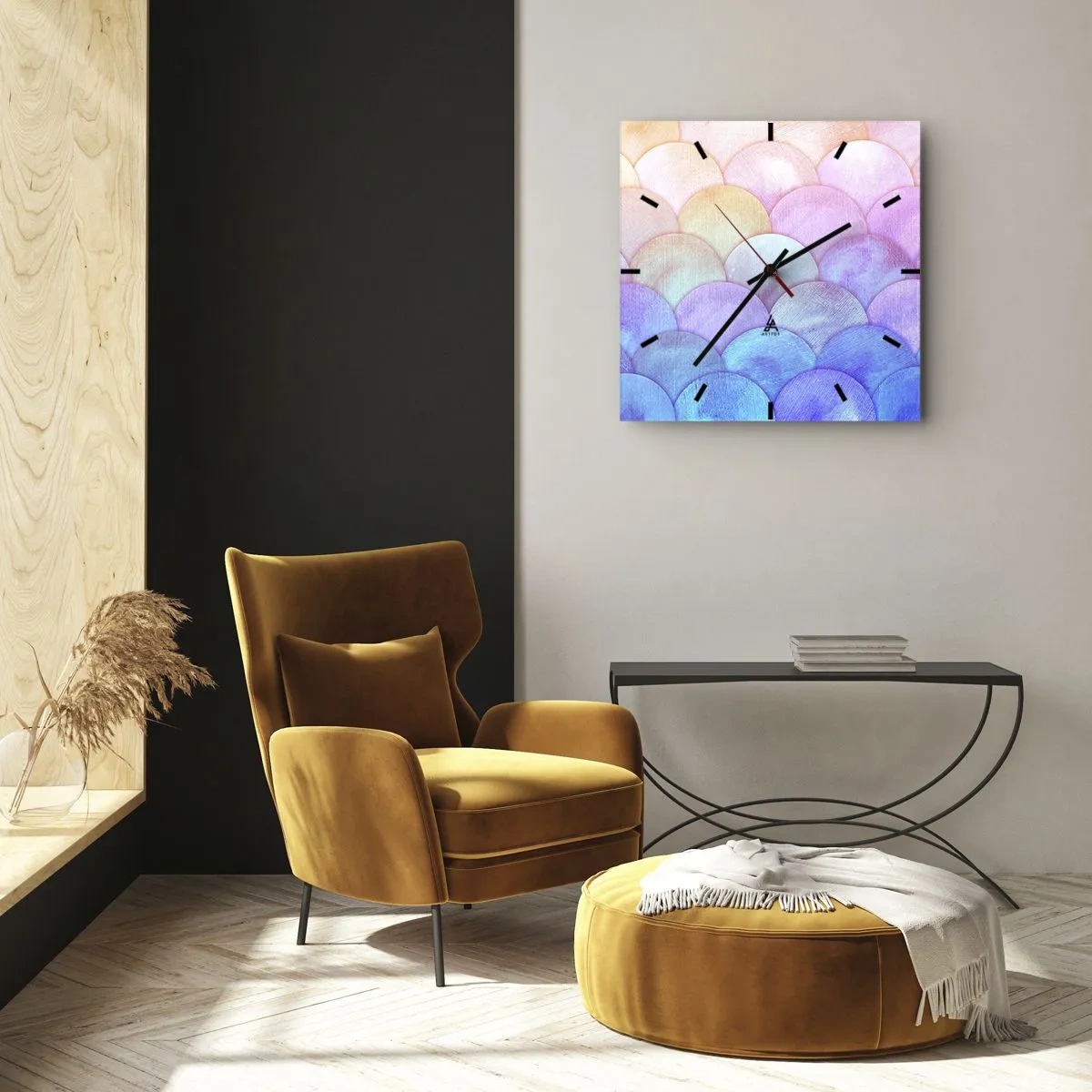 Väggklocka - Klocka på glas - Pärlskal - 30x30 cm