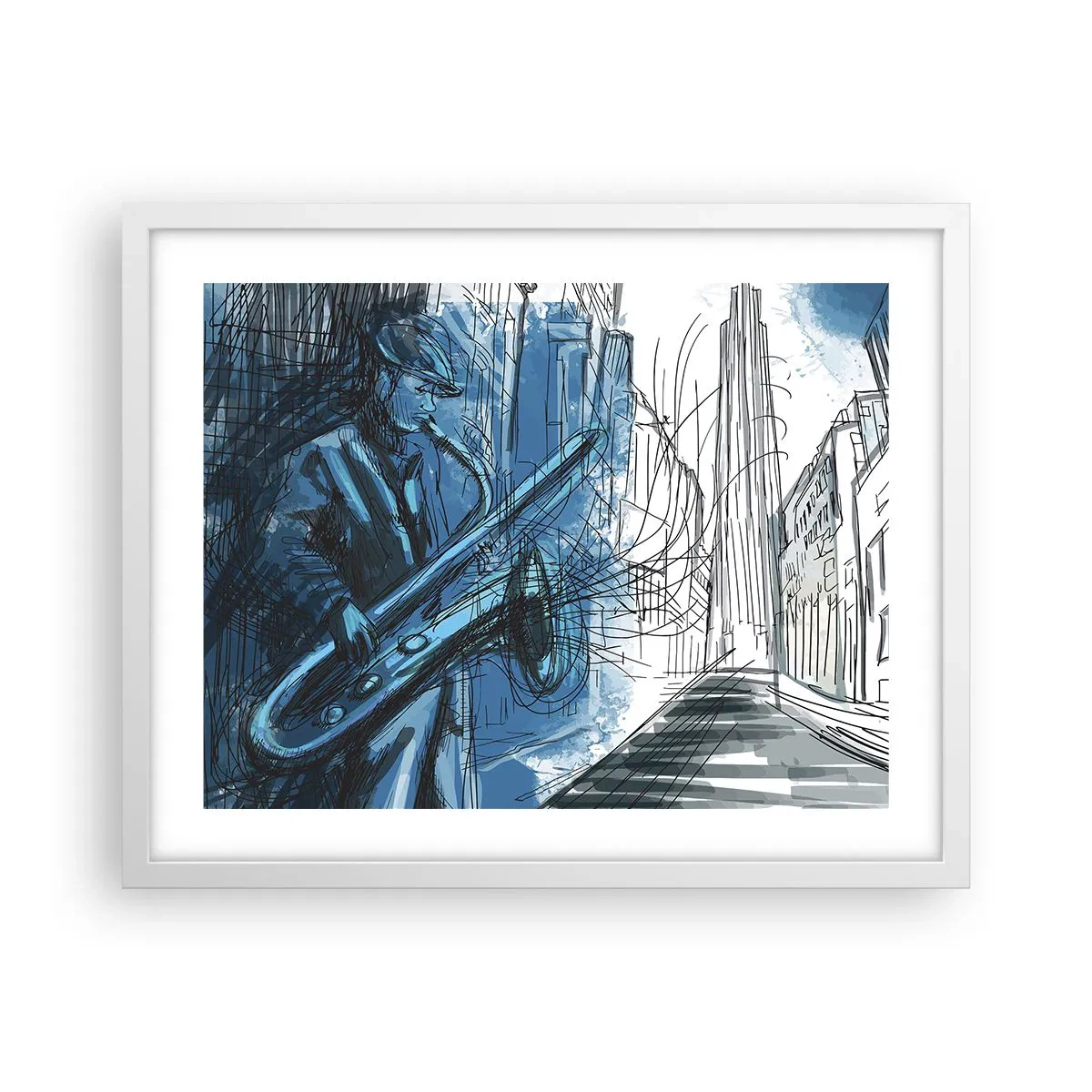 Affisch i vit ram - Stadsrapsodi - 50x40 cm