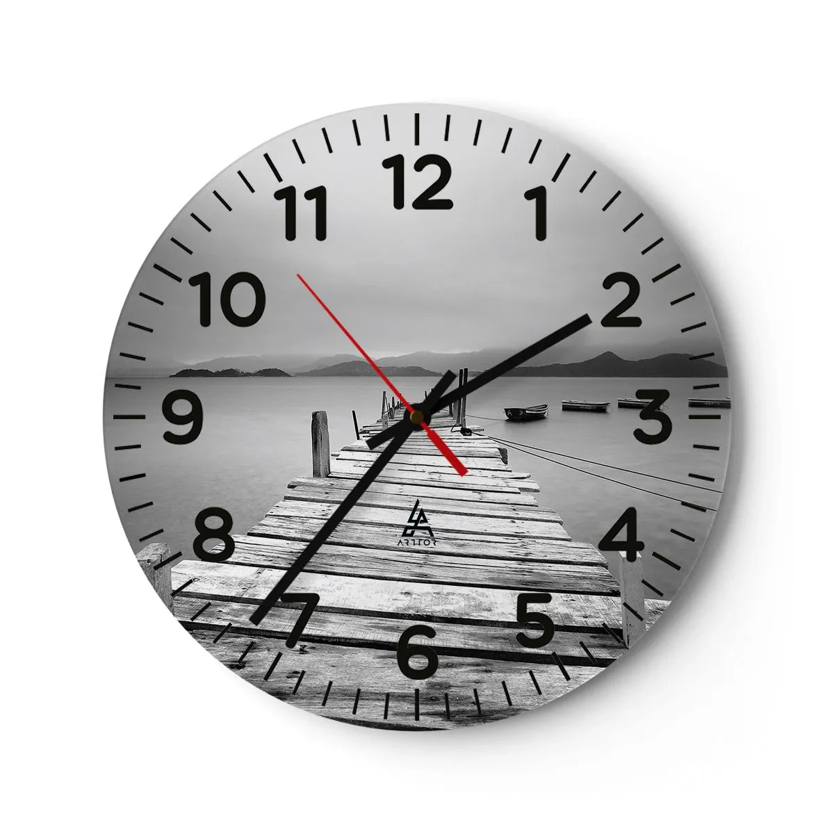 Väggklocka - Klocka på glas - Bortom bergen och hav - 30x30 cm