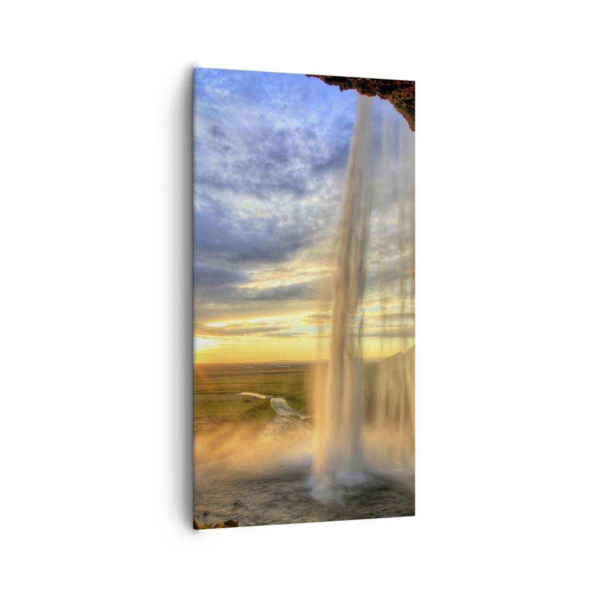 Canvastavla - Bild på duk - Världen bakom ridå av droppar - 65x120 cm