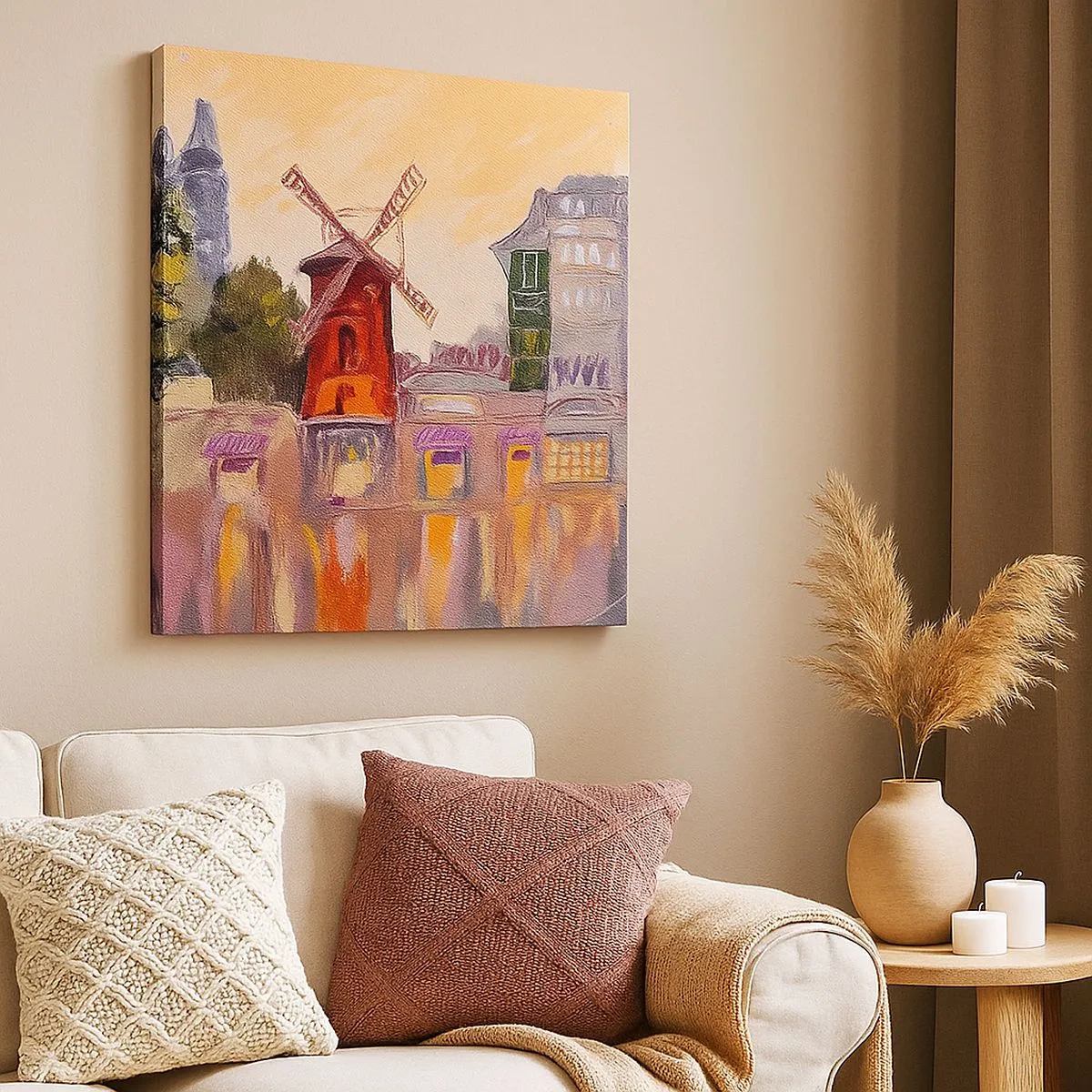 Canvastavla - Bild på duk - Ikoner av Paris – Moulin Rouge - 30x30 cm