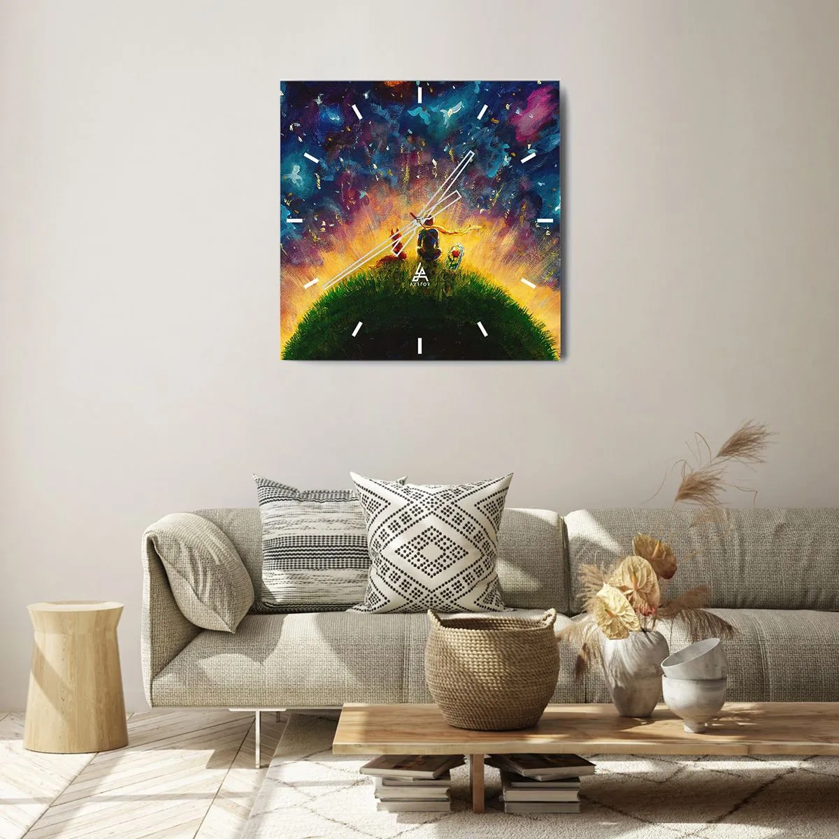 Väggklocka - Klocka på glas - Kärlek och vänskap - hela världen - 30x30 cm