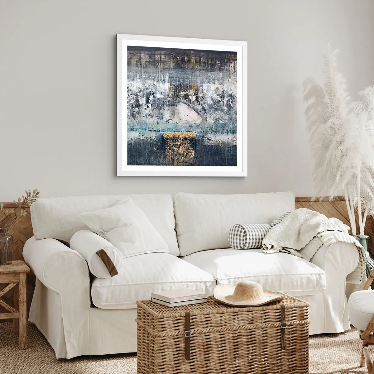 Affisch i vit ram - På is och klumpar - 60x60 cm