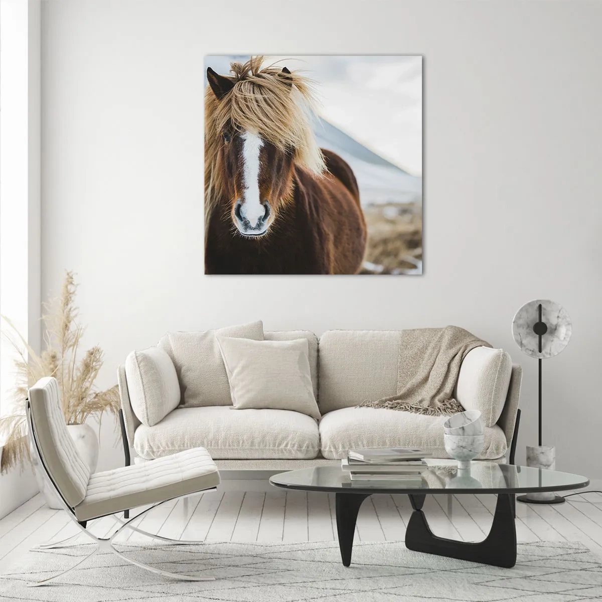 Glastavla - Bild på glas - Känner du friheten? - 70x70 cm