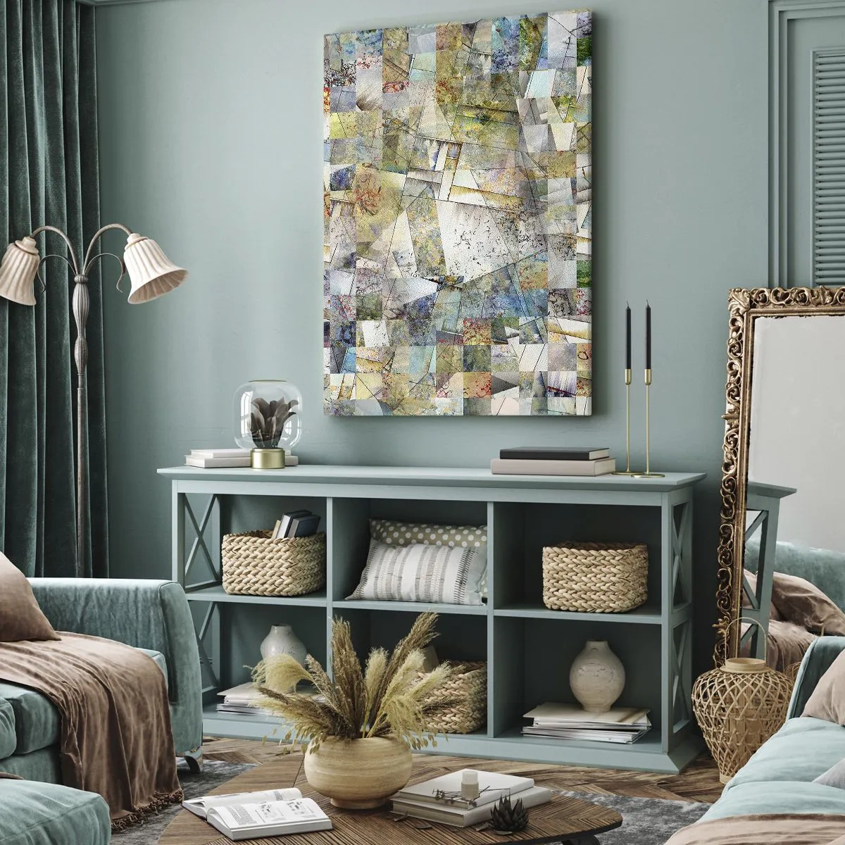 Canvastavla - Bild på duk - Geometrisk omblandning - 55x100 cm