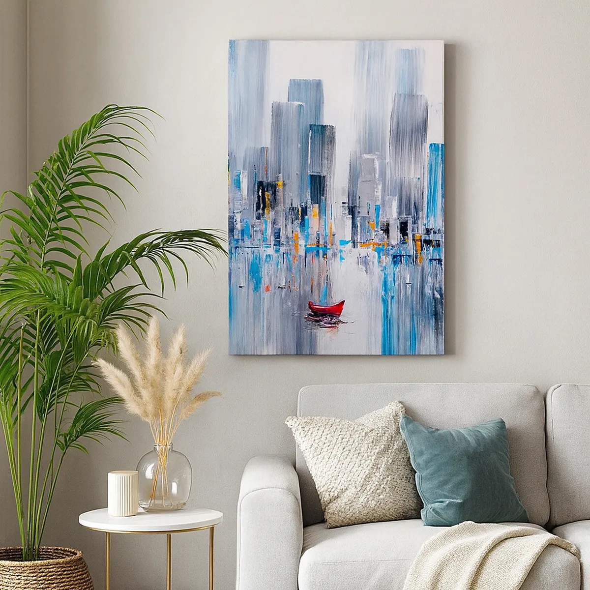 Canvastavla - Bild på duk - Metropolis vid bukten - 50x70 cm