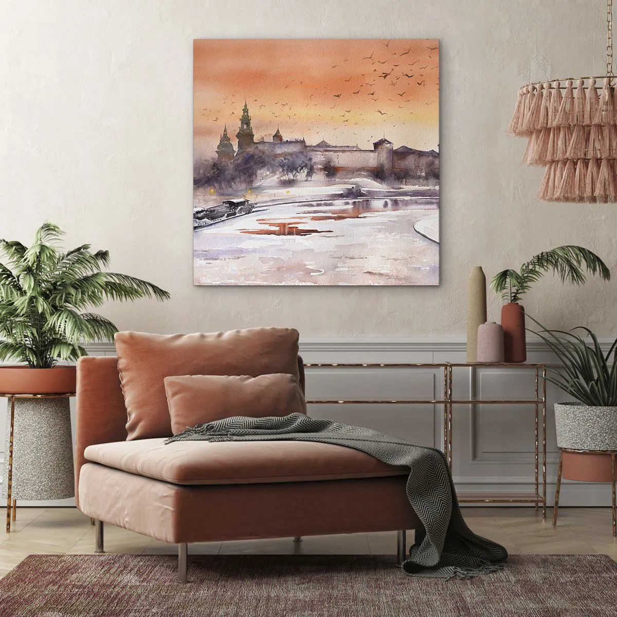 Canvastavla - Bild på duk - Kunglig solnedgång - 40x40 cm