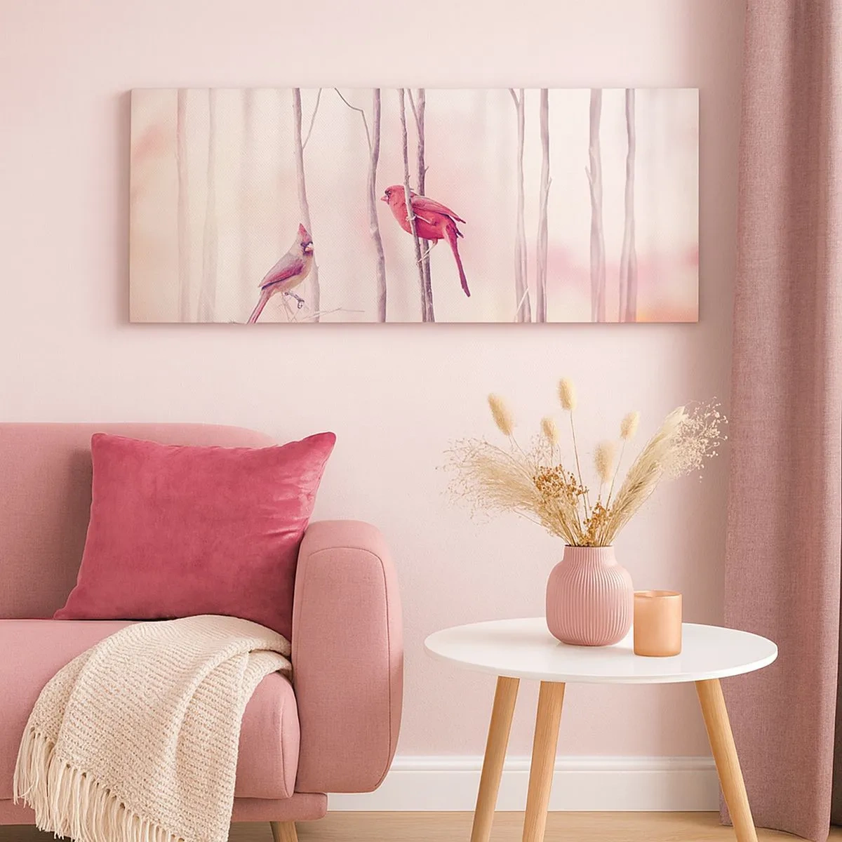 Canvastavla - Bild på duk - Rosa skogens saga - 100x40 cm