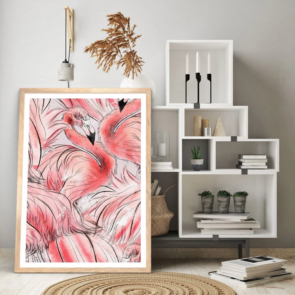 Affisch i ram av ljusek - Fåglarnas corps de ballet - 50x70 cm