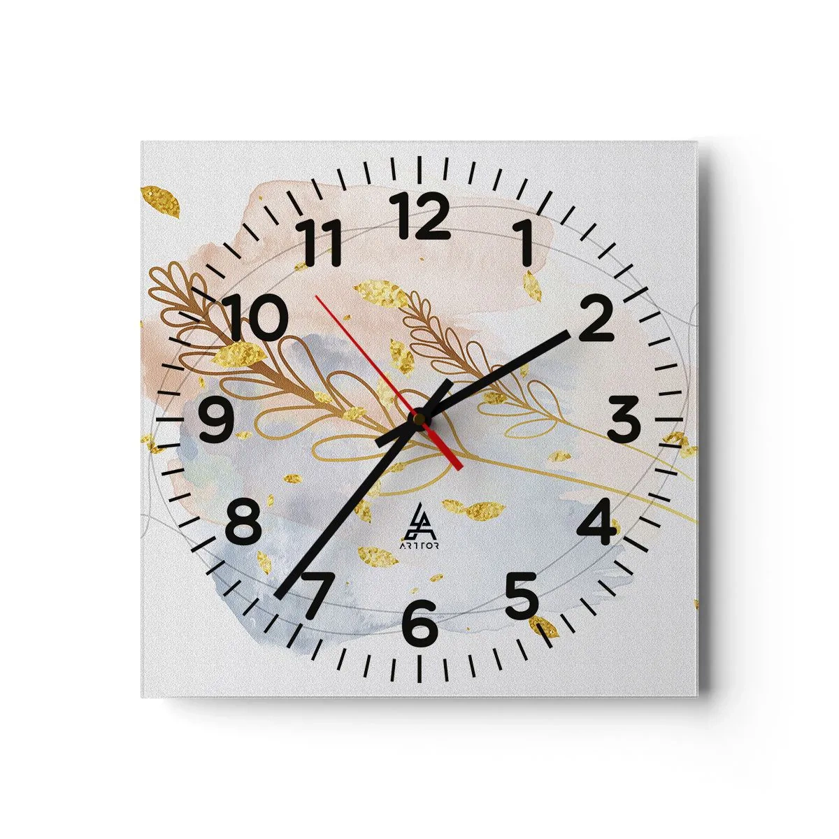Väggklocka - Klocka på glas - En gyllene explosion - 30x30 cm