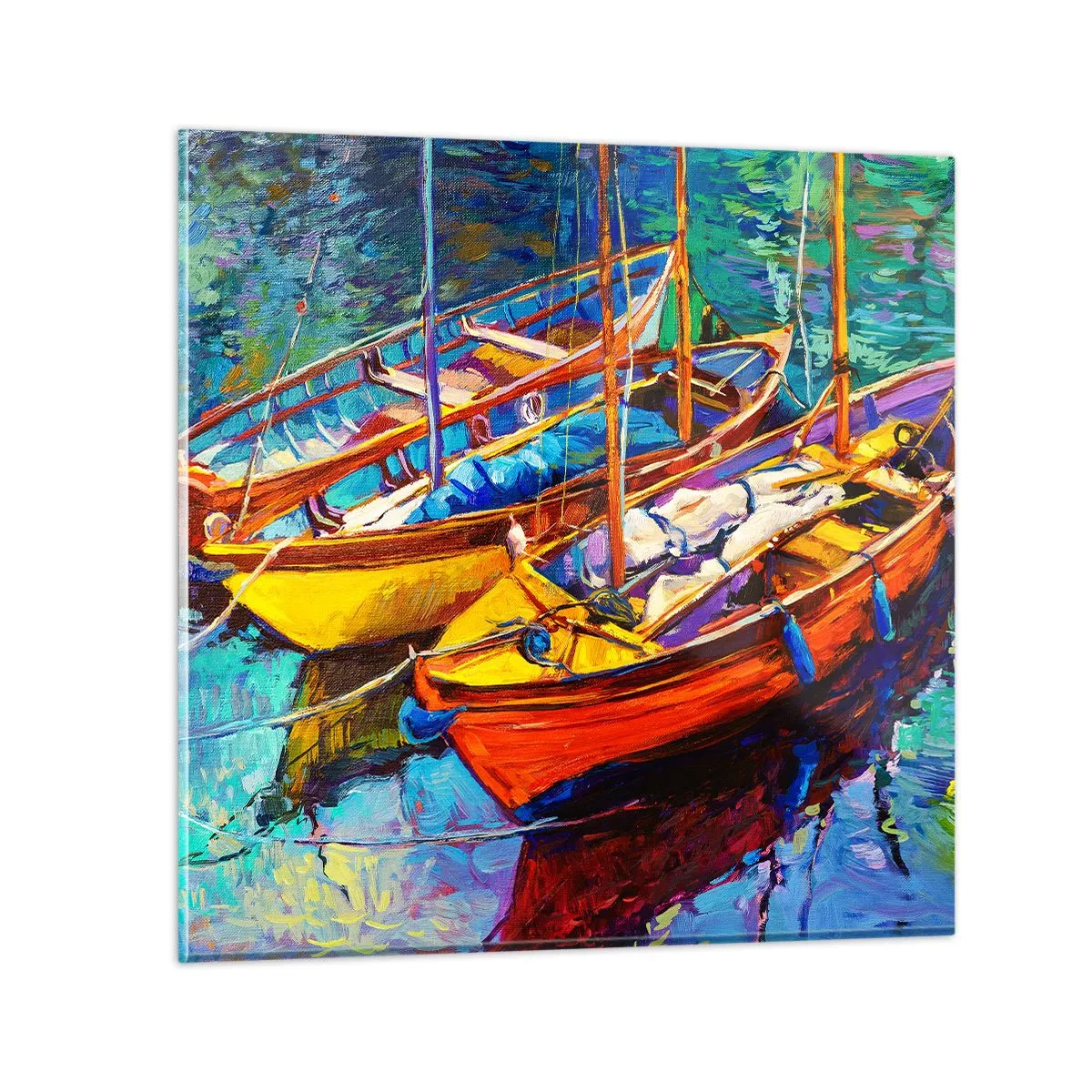 Glastavla - Bild på glas - På ett färgtjockt vatten - 40x40 cm